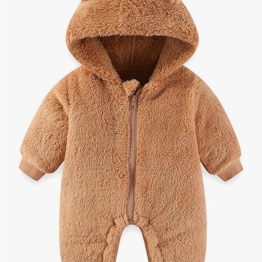Cozy Tan Fleece Baby Onesie
